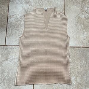 NICOLA Beige V-Notch Knit Tank